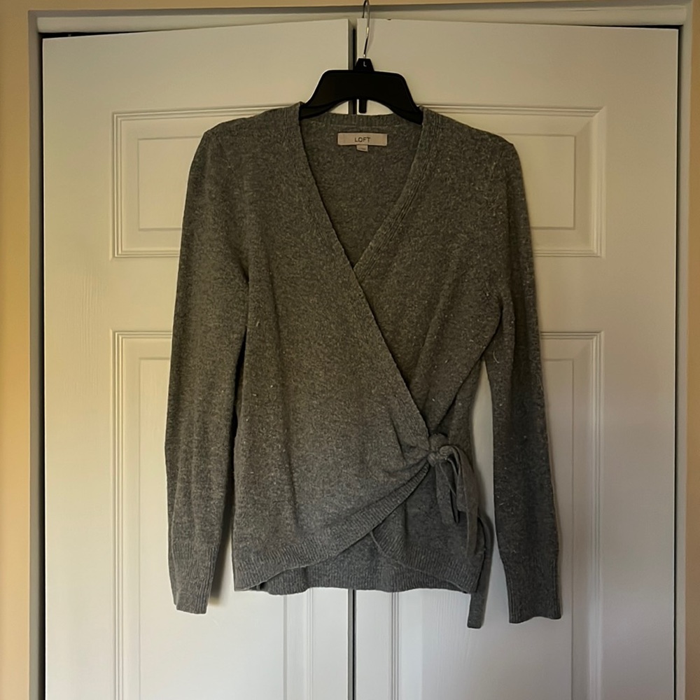 Loft gray wrap sweater